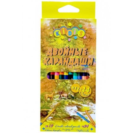 Олівці 12 шт/24 кол."KIDIS-7205" двухкольорові
