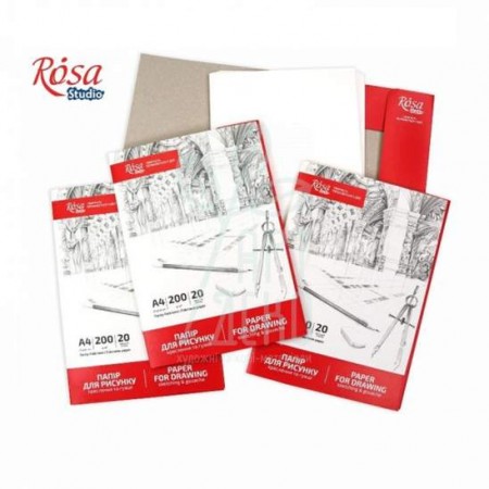Папка для рисунку та креслення А-4 200г/м2, 20л, дрібне зерно, ROSA-169210011