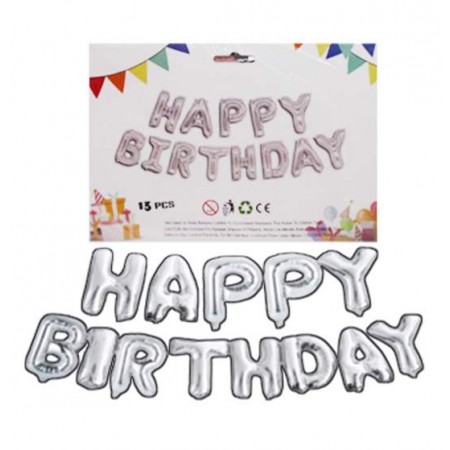 Кульки-літери повітр.фольг. "Happy Birthday-1215-S" 40см срібло