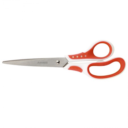Ножиці 21см "Axent Shell 6305-06" з прогум. ручками, біло-червоні