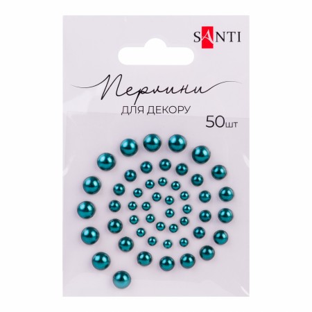 Перлини "SANTI-740138" самоклеючі смарагдові, 50 шт