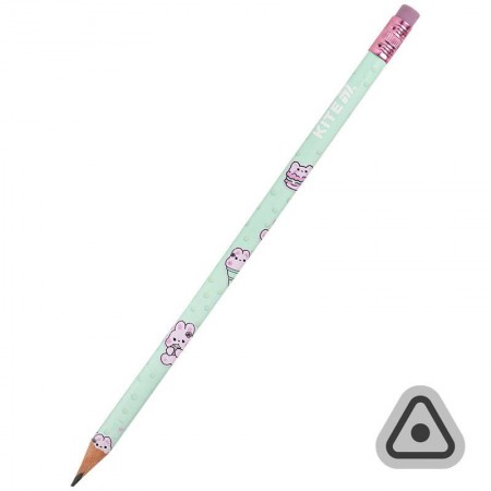 Олівець "Kite Feel Good K25-046-2" тригранний, з гумкою