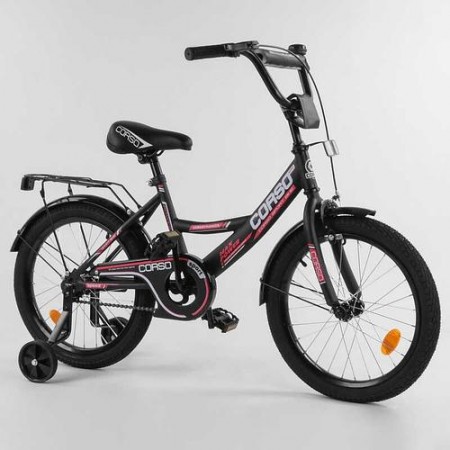 Велосипед 18" 2-х кол."CORSO-CL18398"(1) чорн., ручн.гальмо,доп.колеса