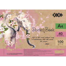 Альбом Скетчбук А4, 40 арк,спіраль,білий блок 120 г/м2, ZB.1487