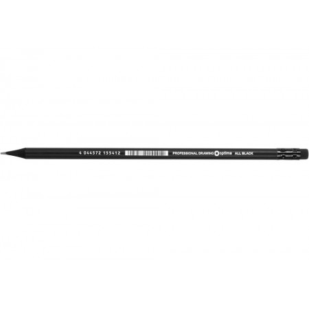Олівець "Optima-15541" All BLACK НВ, з гумкою, чорний корпус