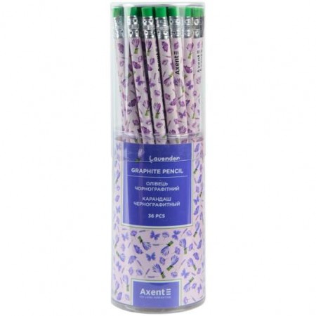 Олівець "Axent Lavender 9009-12" HB, з гумкою