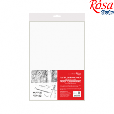 Папір для рисунку та креслення А-4 200г/м2, 20л, дрібне зерно, ROSA-169222002